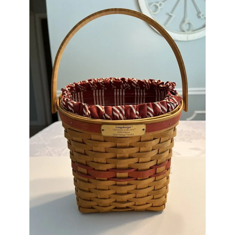 Longaberger 1998 Christmas Collection Red Glad Tidings Basket Liner Protector